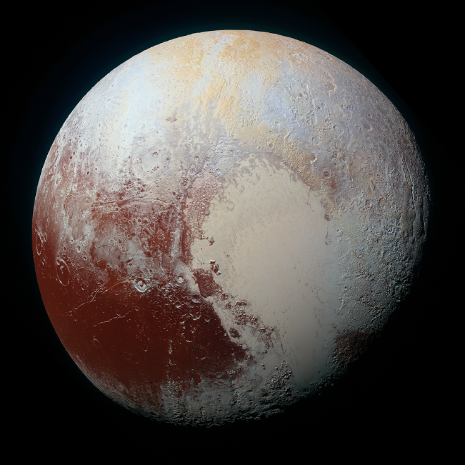 Pluto in enhanced colour