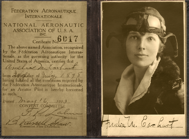 Amelia Earhart's 1932 pilot licence