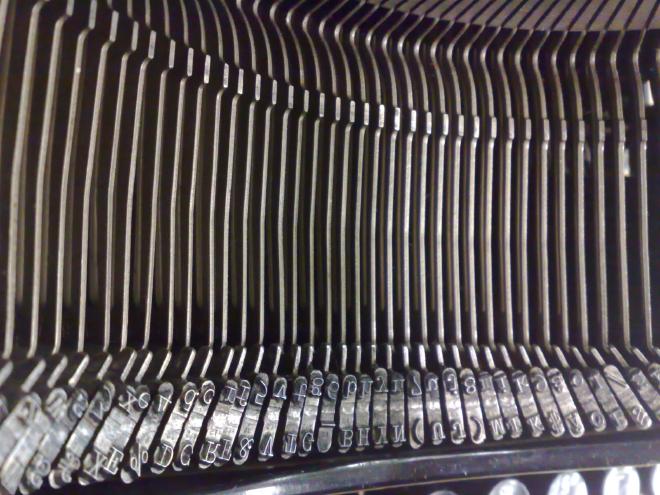 Close-up a typewriter's typebars